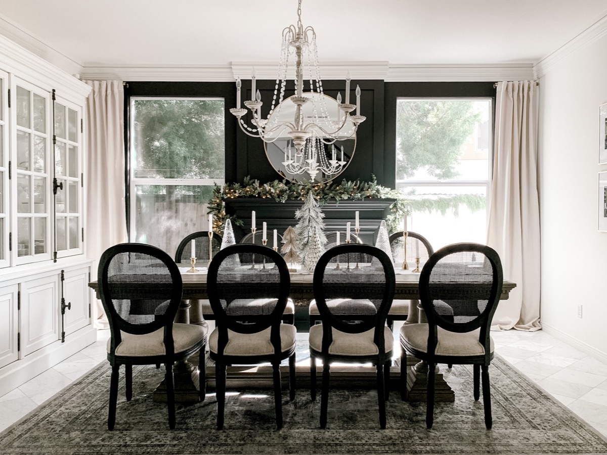 Antique Chandelier in Modern Dining Room